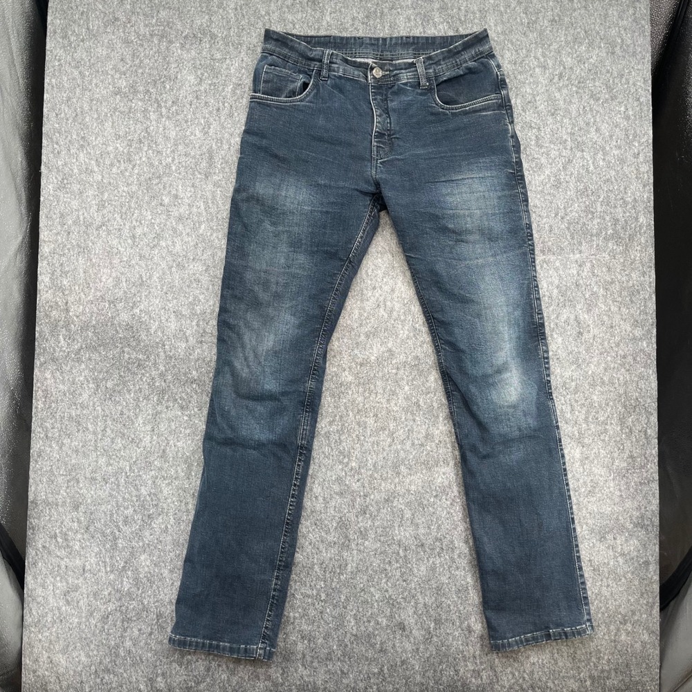 Street & Steel Jeans Mens 34x30 Motorcycle Dark Wash Blue Denim Straight